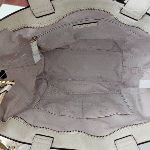 Women's Kate Spade Rosie Satchel Tote Faux Shearling Fur Bag Natural Color - Picture 11 of 14